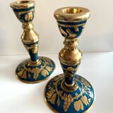 Atypical duo of candlesticks, candle holders, copperware from cerdon
