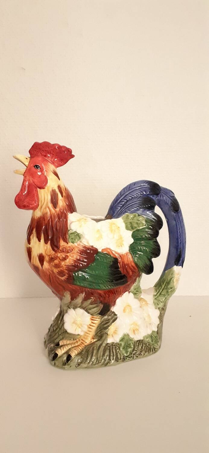 Vintage slip rooster pitcher
