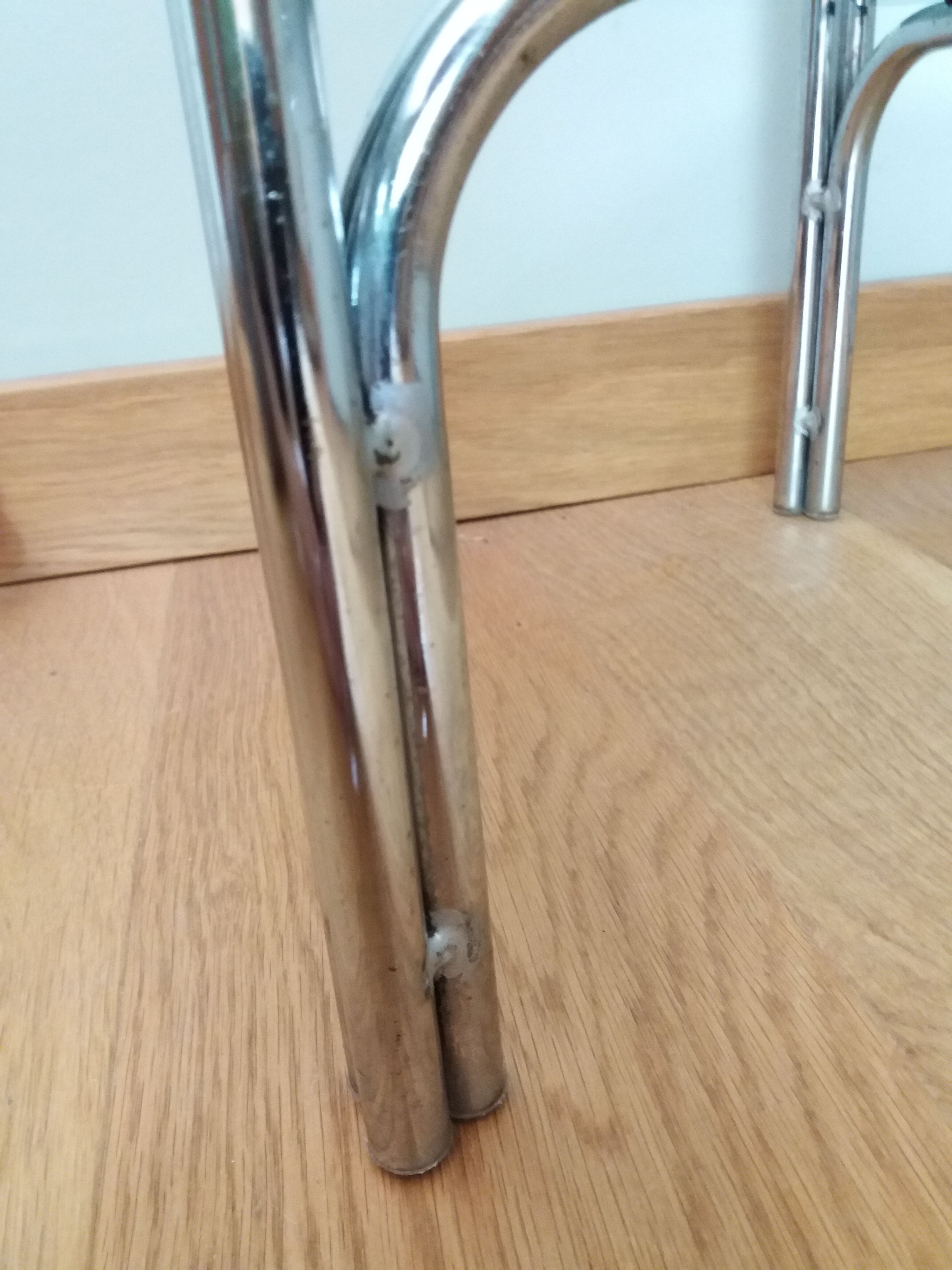 Console end table in chrome metal and smoked glass Space Age