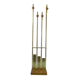 Portemanteau en laiton et bois du milieu du siècle. Italie années 1970