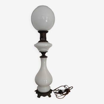 Electrified opaline oil lamp