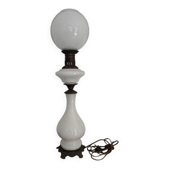 Electrified opaline oil lamp