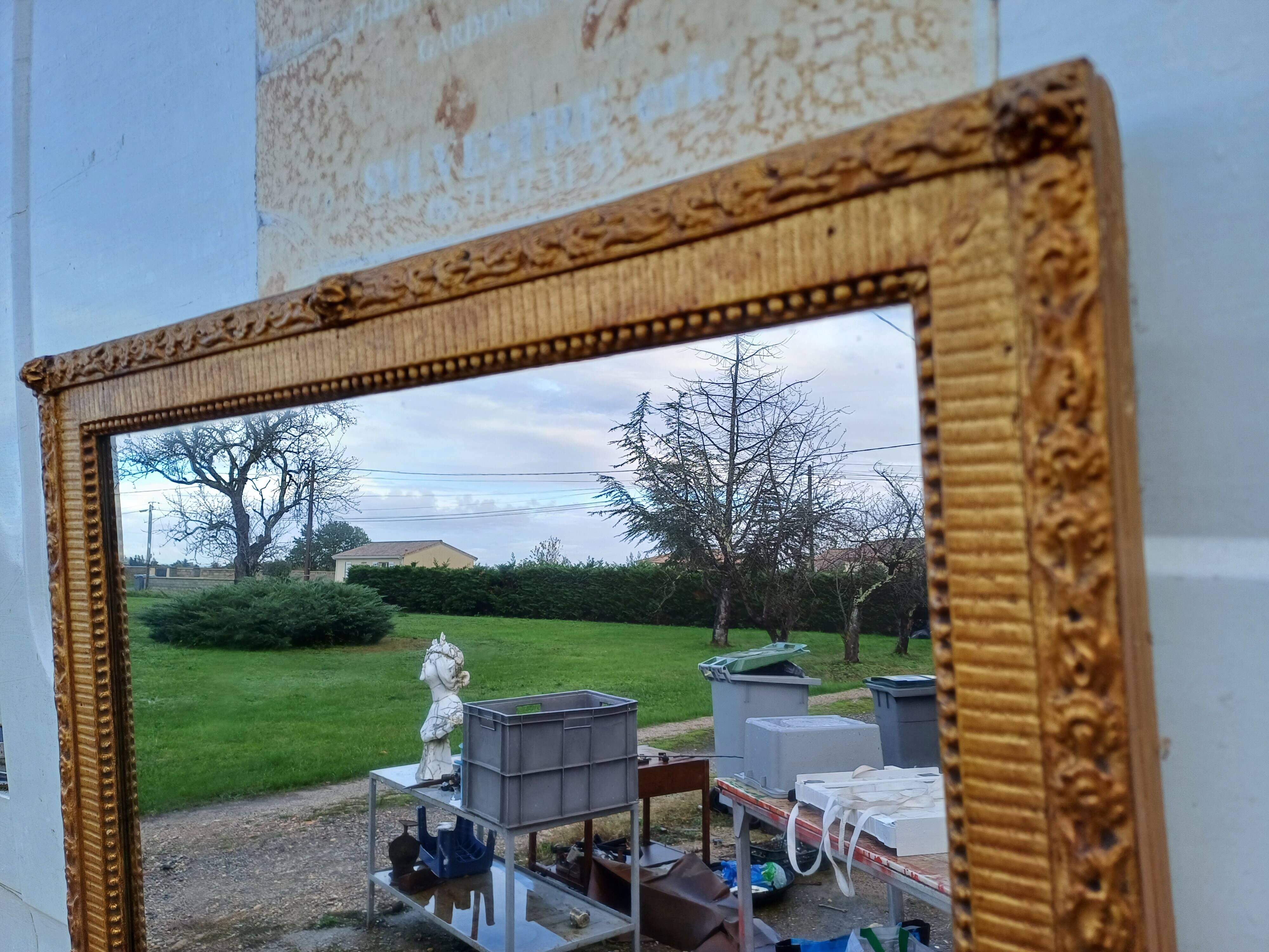 Miroir 19 éme Bois et Stuck Doré
