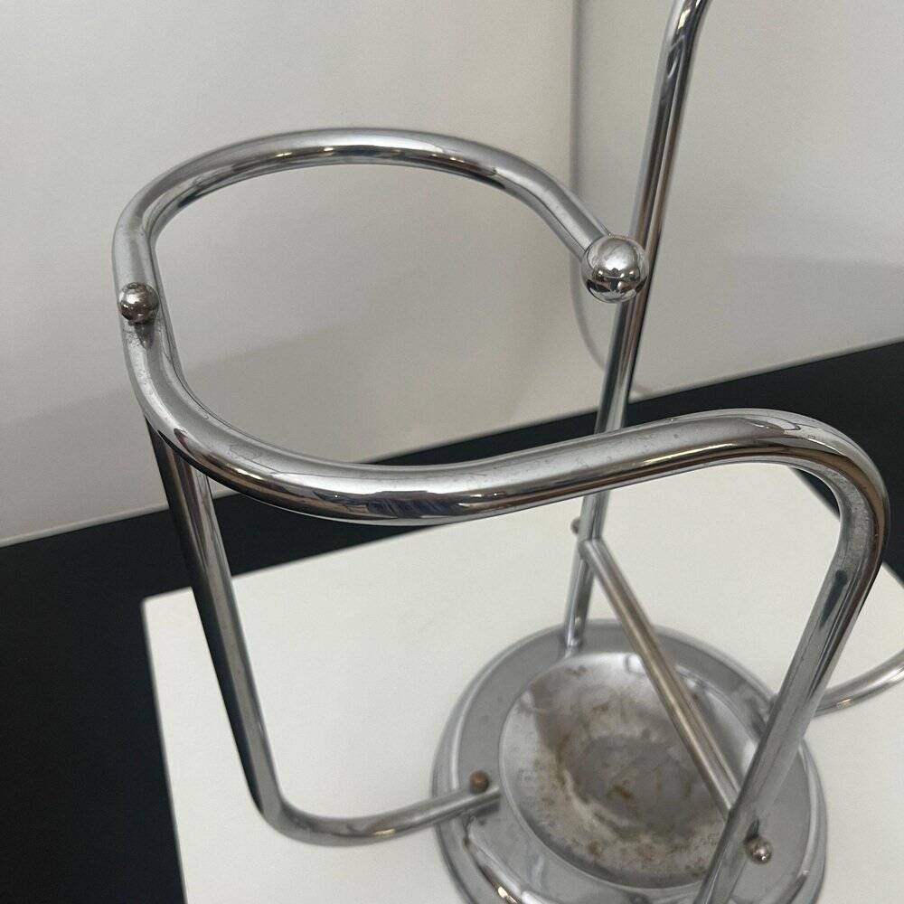 Art Deco Chrome Umbrella Stand in Tubular Steel and Chrome-Plated, Belgium, 1930