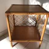 Rattan and bamboo side table