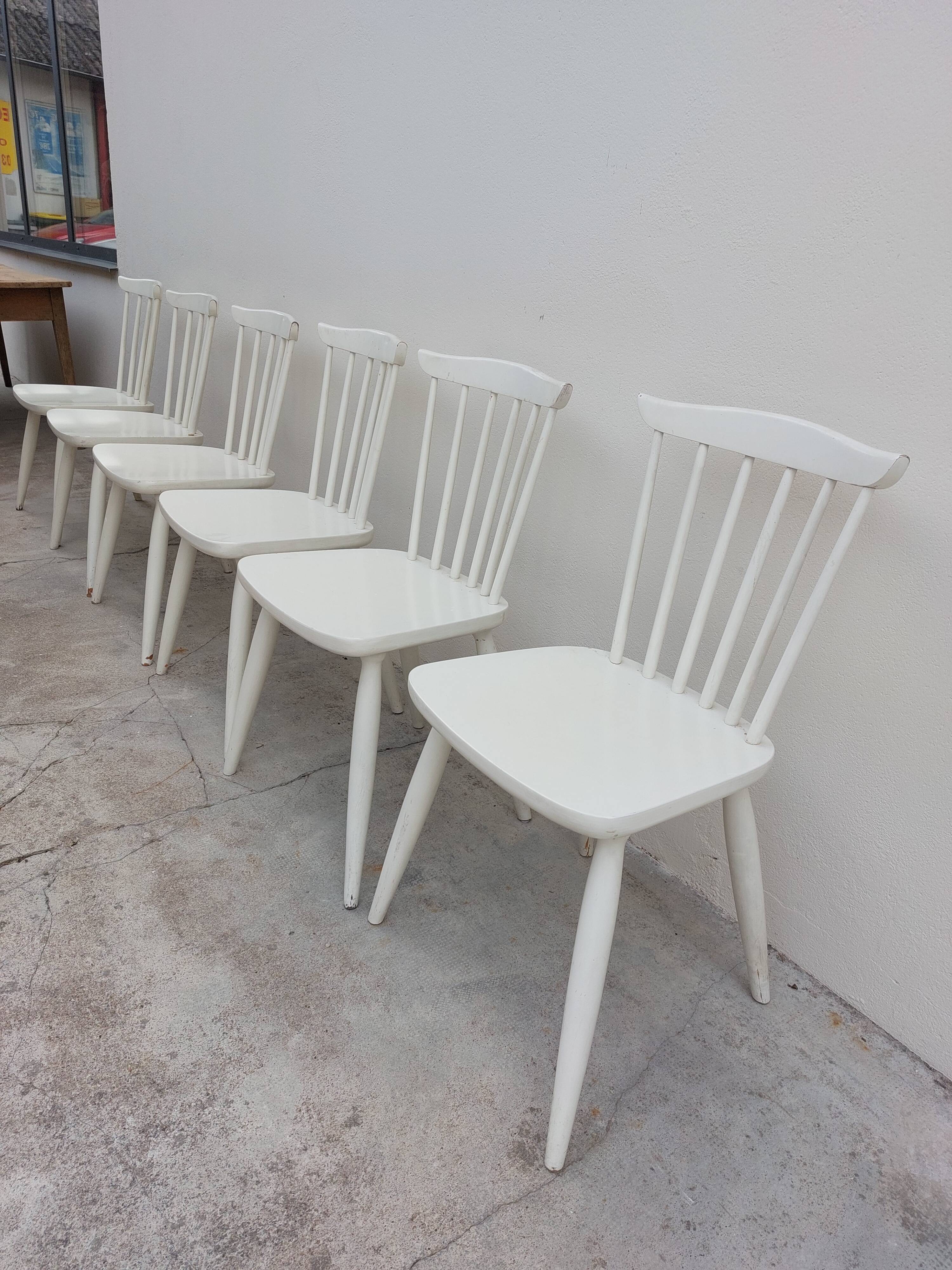 Série de 6 chaises de bistrot vintage