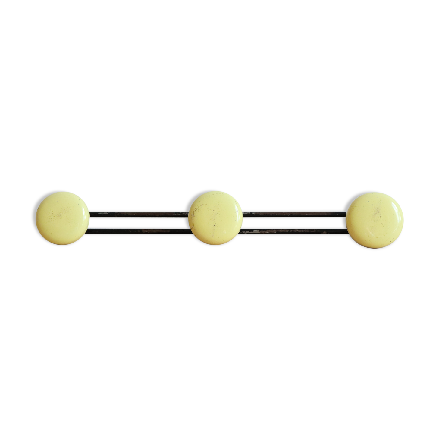 Wall doorpiece three black metal and yellow sheet metal