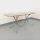Vintage rectangular rounded dining table in smoked glass and chrome metal