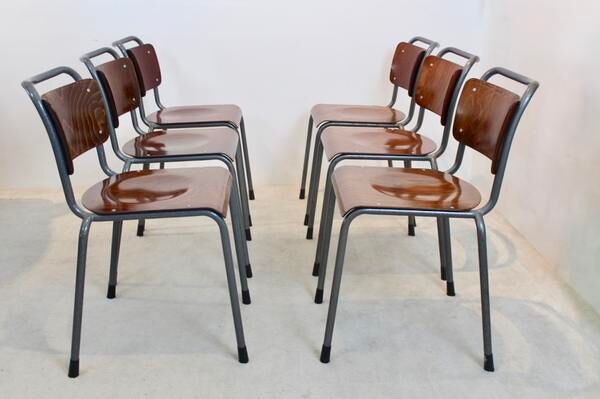 Chaise industrielle en contreplaqué 'TH-Delft' par WH Gispen