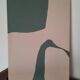 Tableau abstrait beige et vert de gris