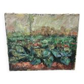 Peinture à l'huile impressionniste sur panneau de bois