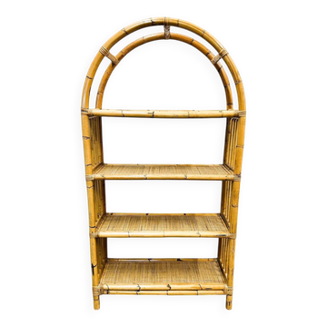 Étagères en bambou arquées bohème chic des années 1970 Bibliothèque autoportante MCM italienne Dal Vera