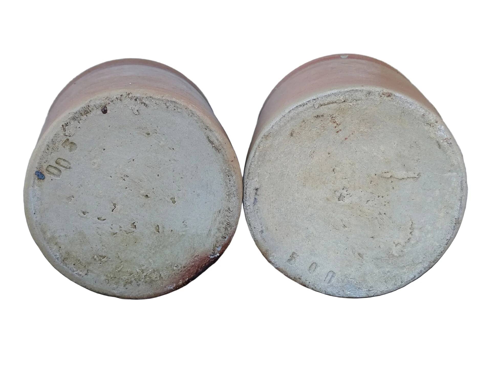 Paire de pots vintage français en grès à glaçure brune