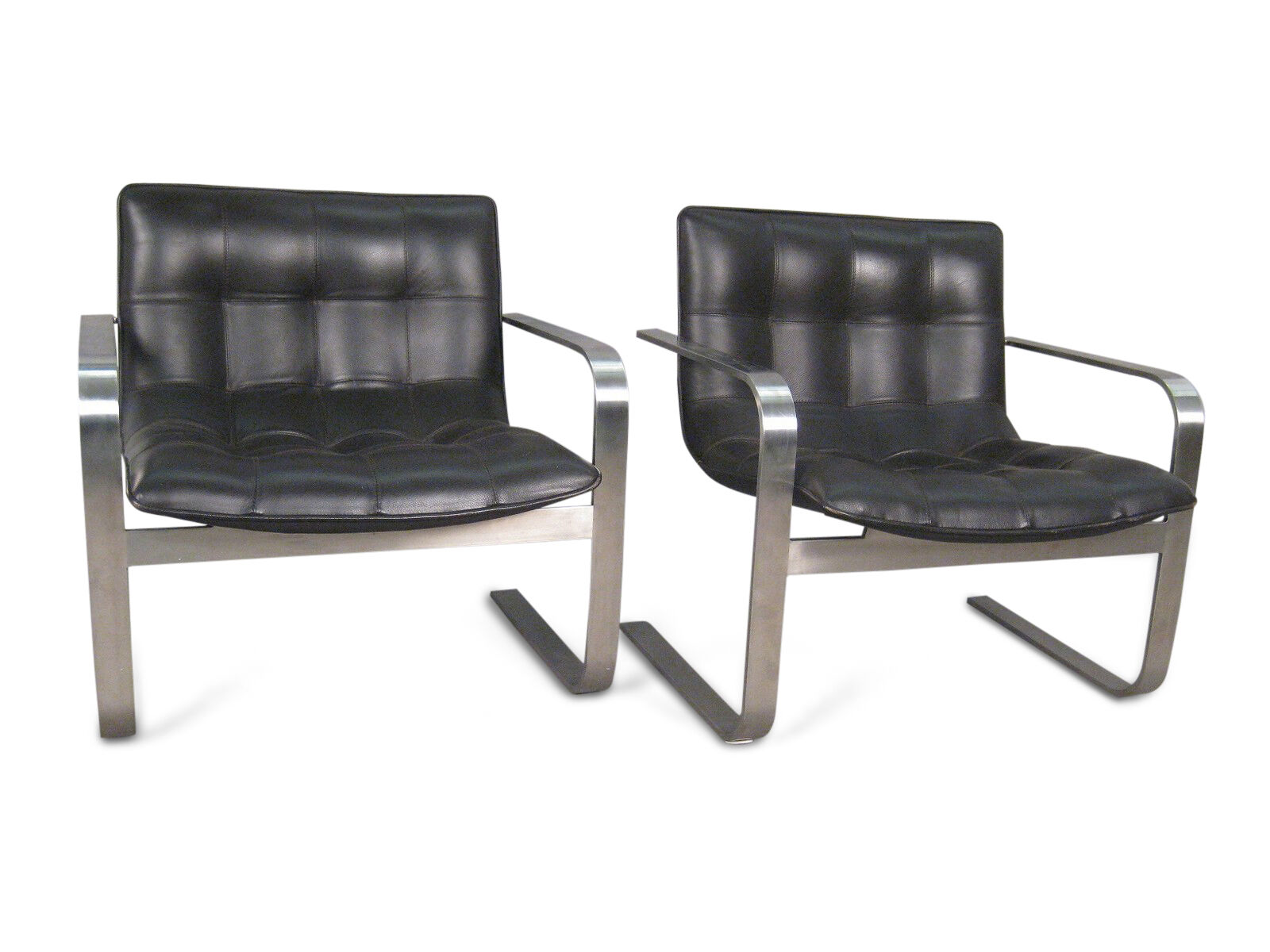 Modern leather and steel armchair