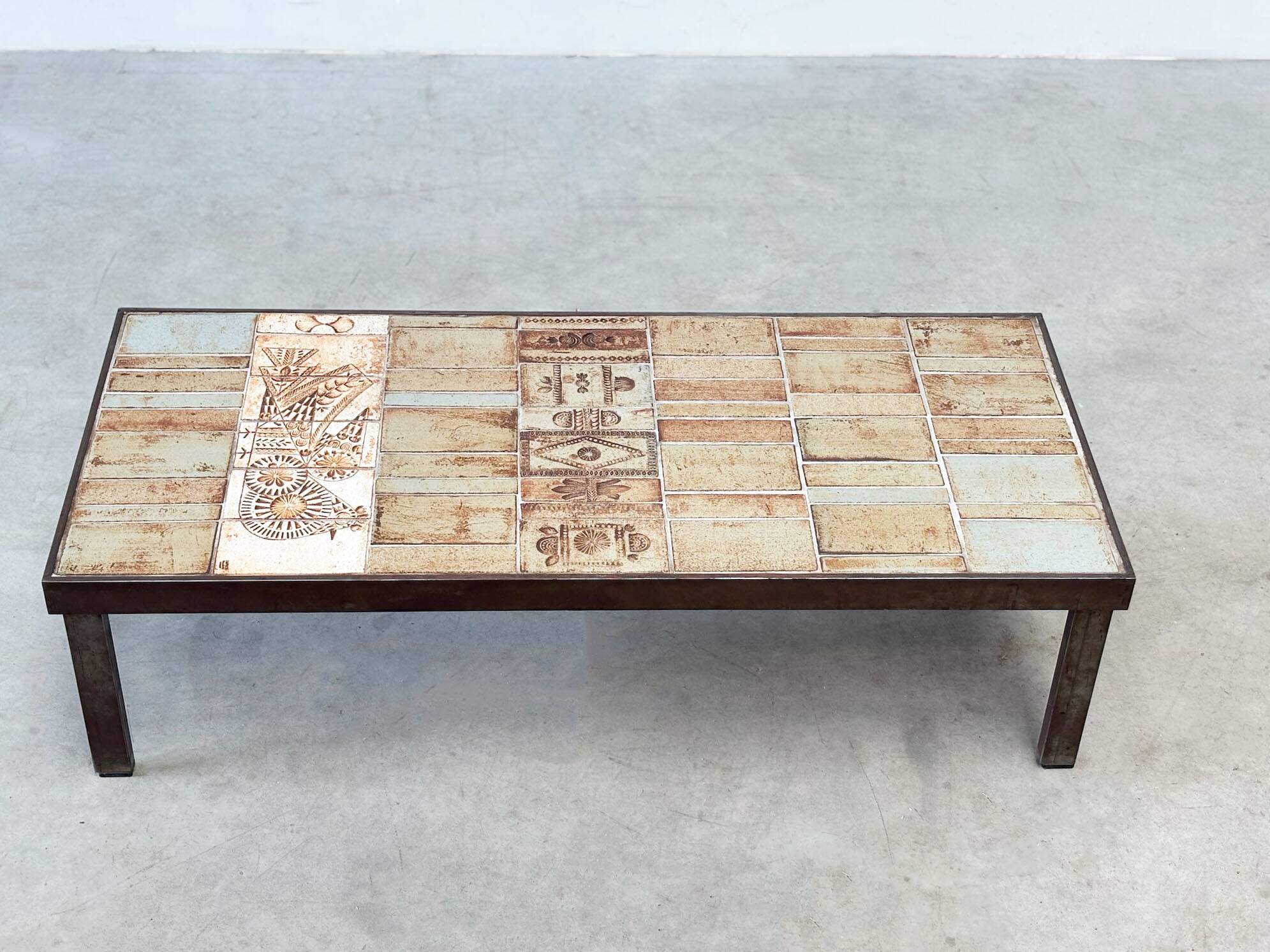 Roger Capron steel and ceramic coffee table