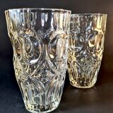Pair of vintage 70s sculpted glass vases