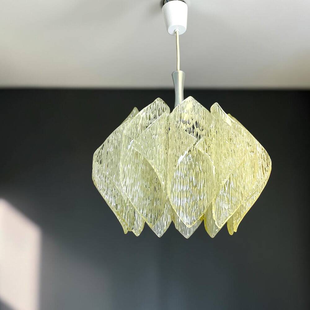 Transparent lucite acrylic hanging lamp by ME Marbach Leutchen Germany