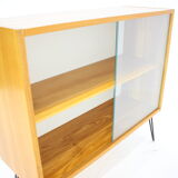 1970s birch/glass cabinet, czechoslovakia