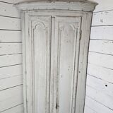 19th century curved corner cupboard in patinated oak