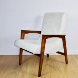 Vintage loft armchair herringbone natural fabric model from the 70s