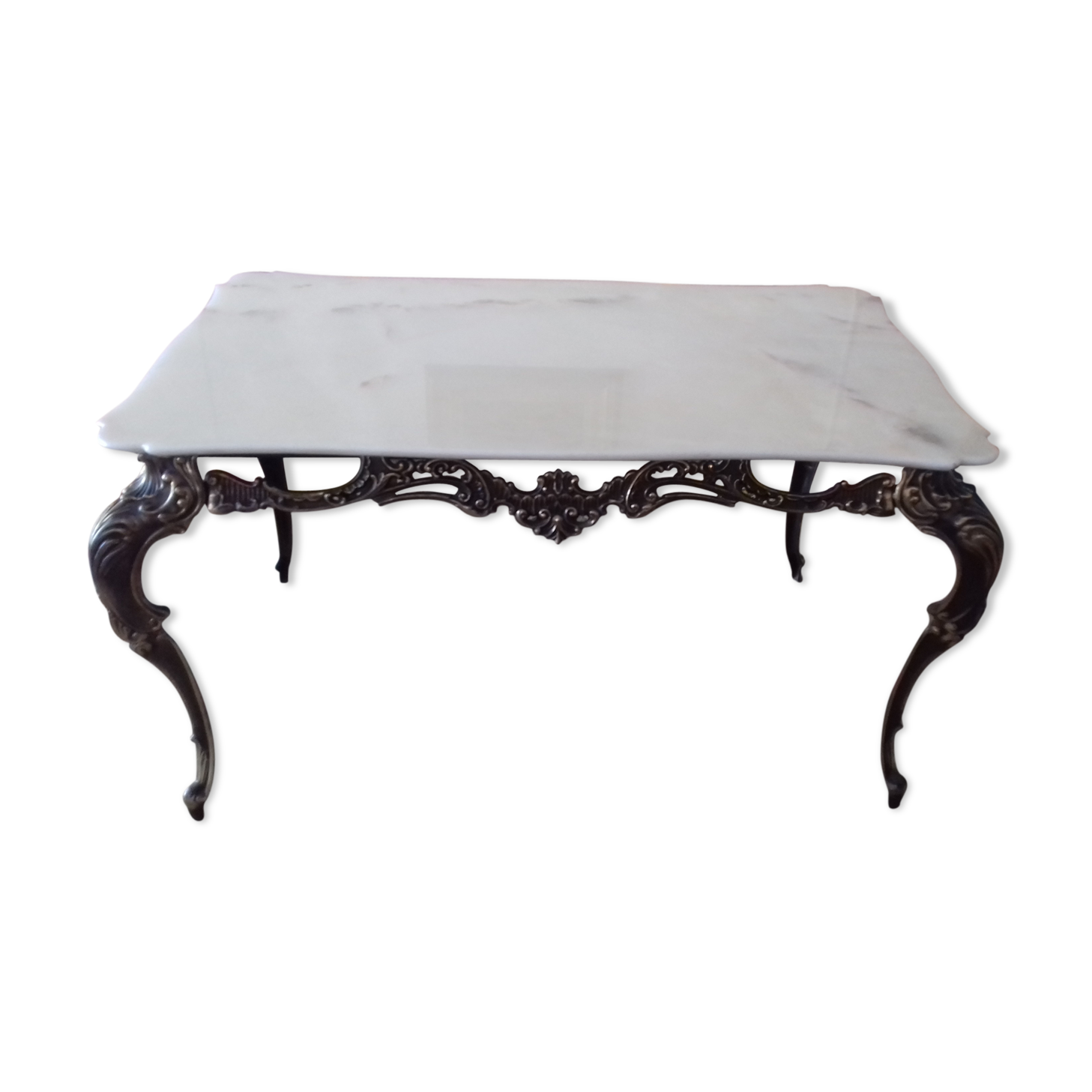 Bronze coffee table and marble tray