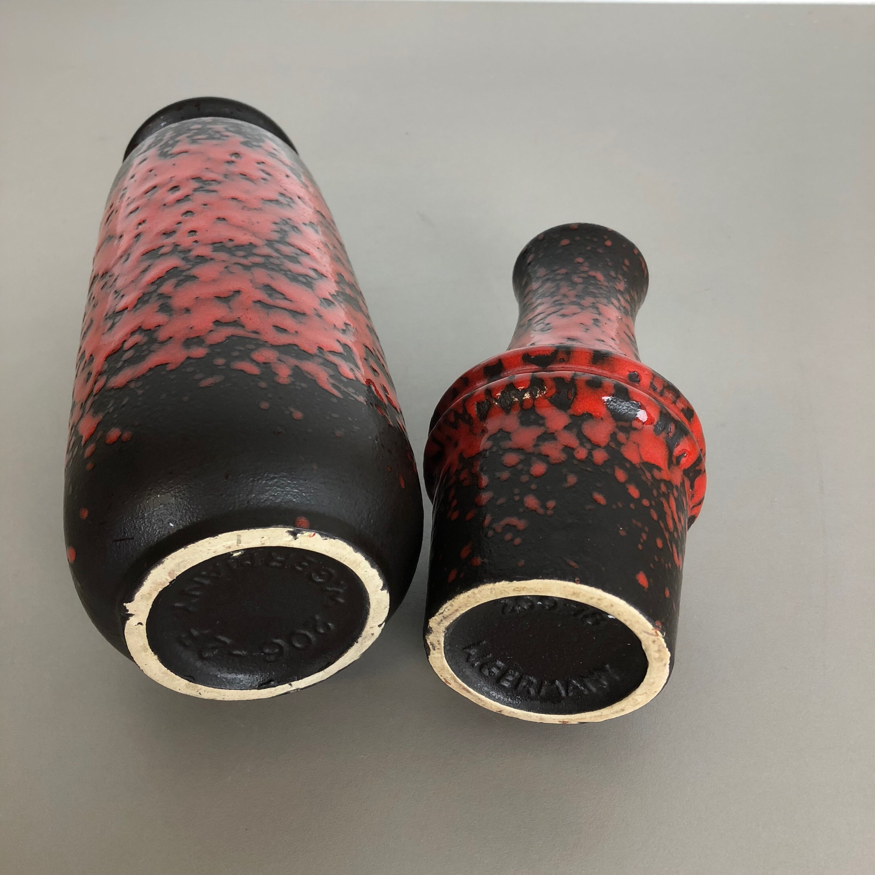 Set of two pottery fat lava vases "multi-color" by Scheurich, Germany, 1970