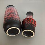 Set of two pottery fat lava vases "multi-color" by Scheurich, Germany, 1970