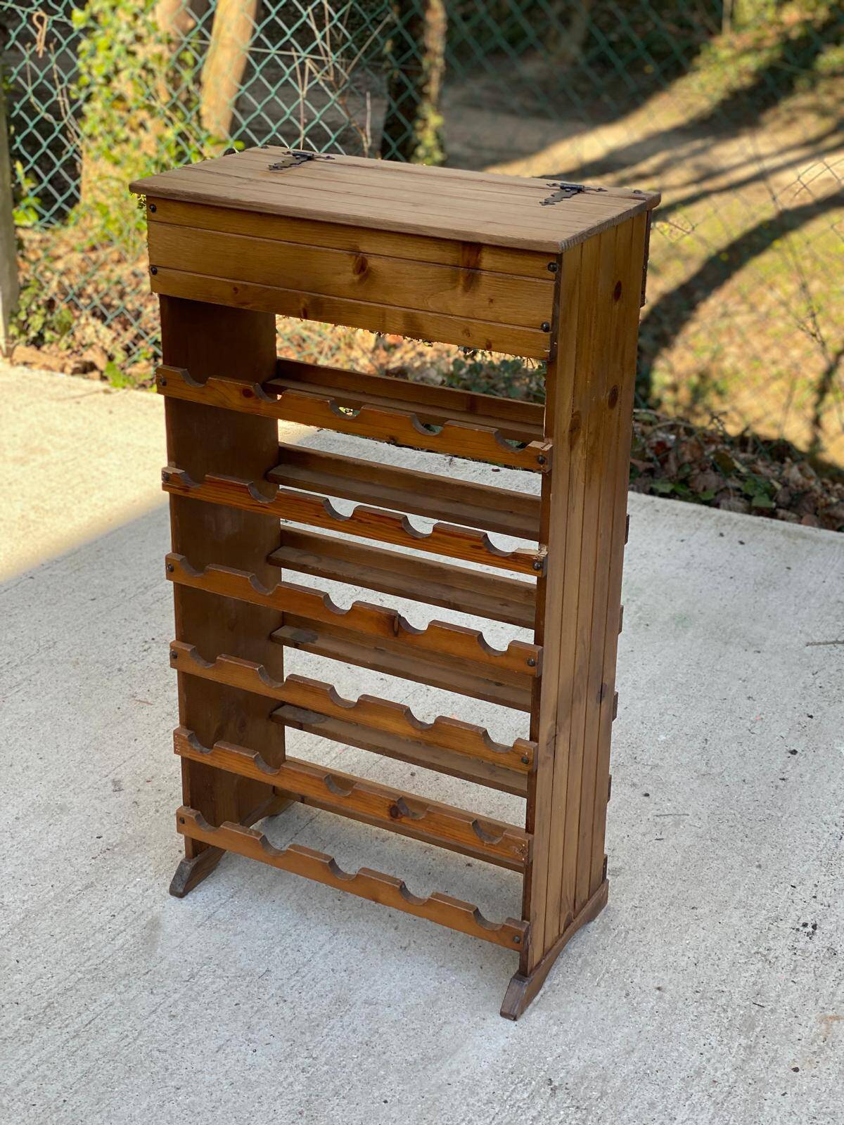Solid wood wine rack bottle storage with drawer