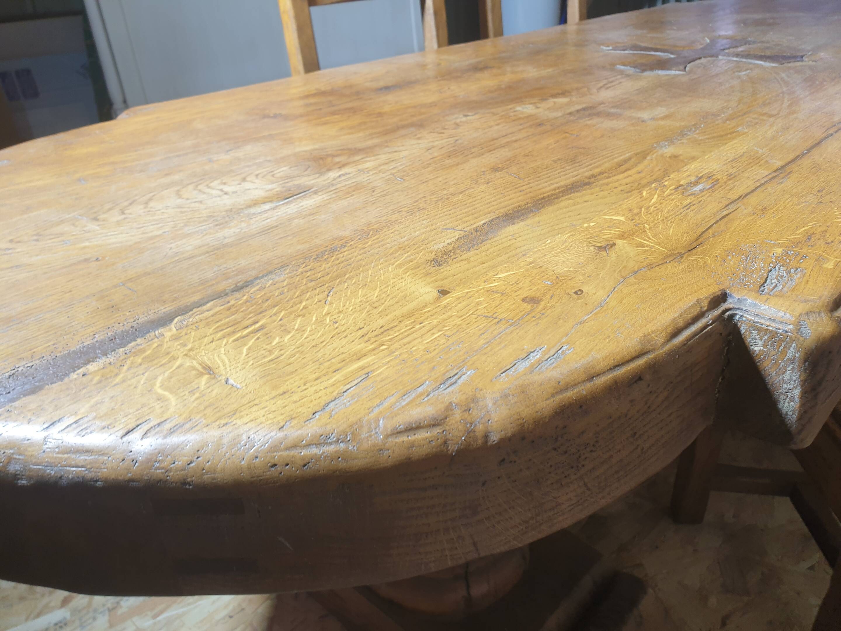 Monastery table with Occitan cross + 4 chairs - 20th century