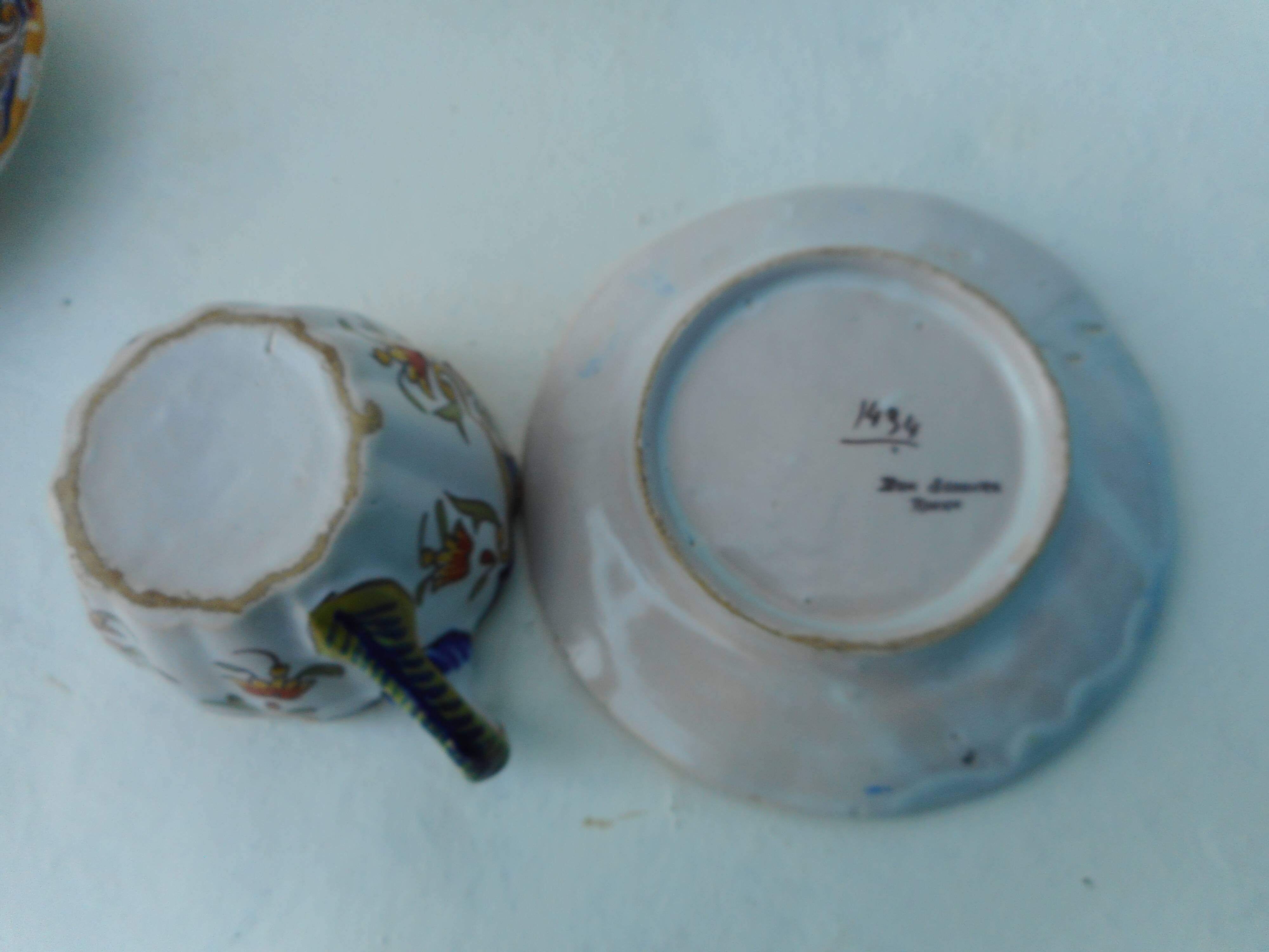 Two cups of earthenware "Rouen"