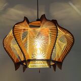 Mid Century wood hanging lamp wooden