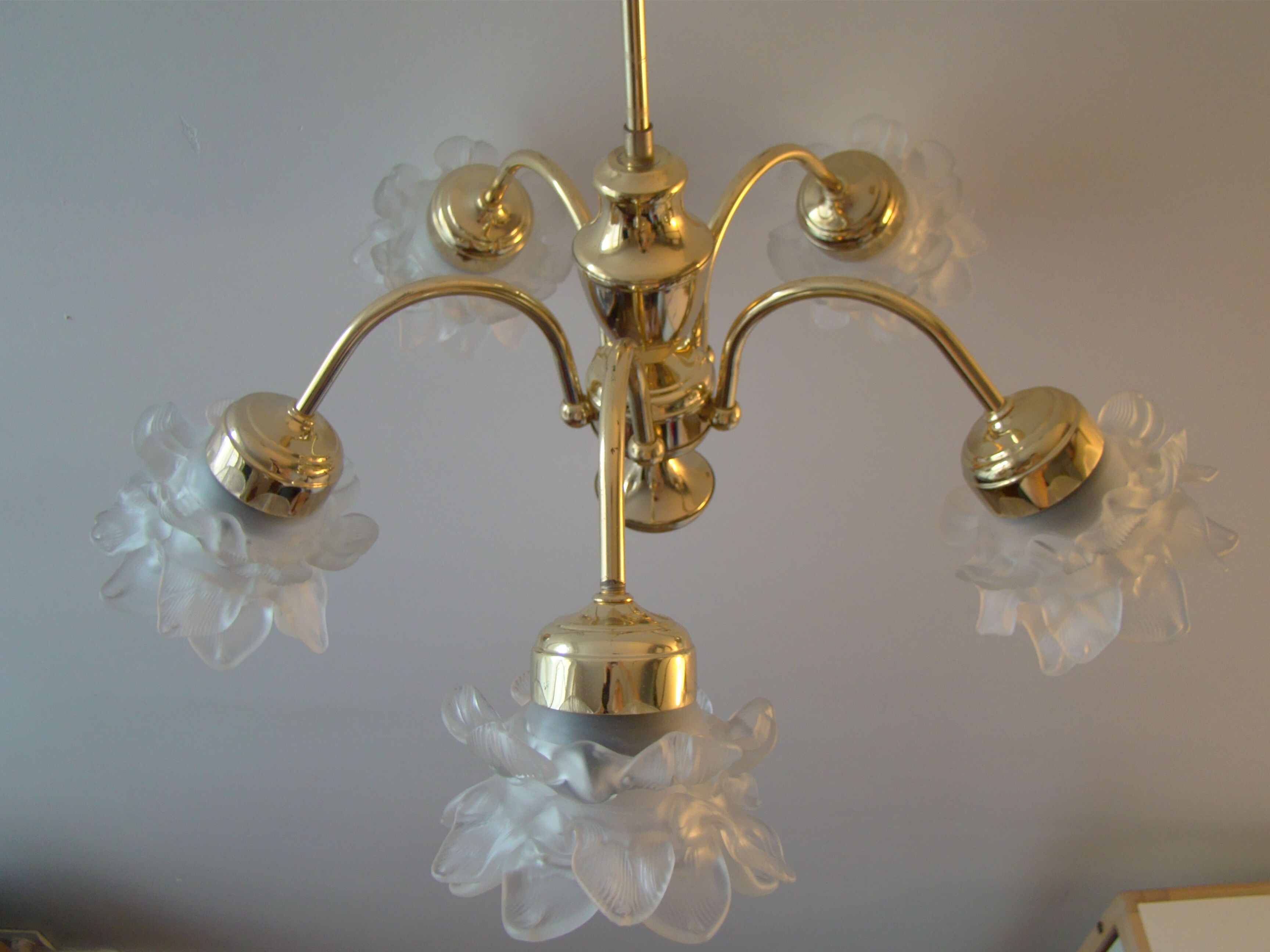 Vintage chandelier with roses in glass paste