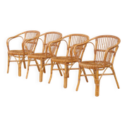 Ensemble table et chaises en rotin