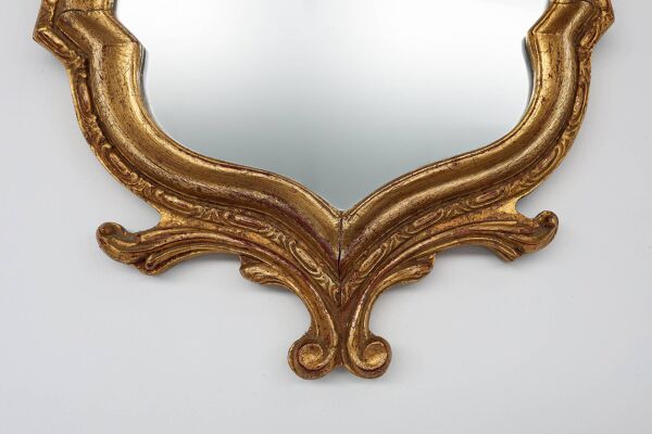 Miroir de style rococo-baroque français en bois avec cadre doré