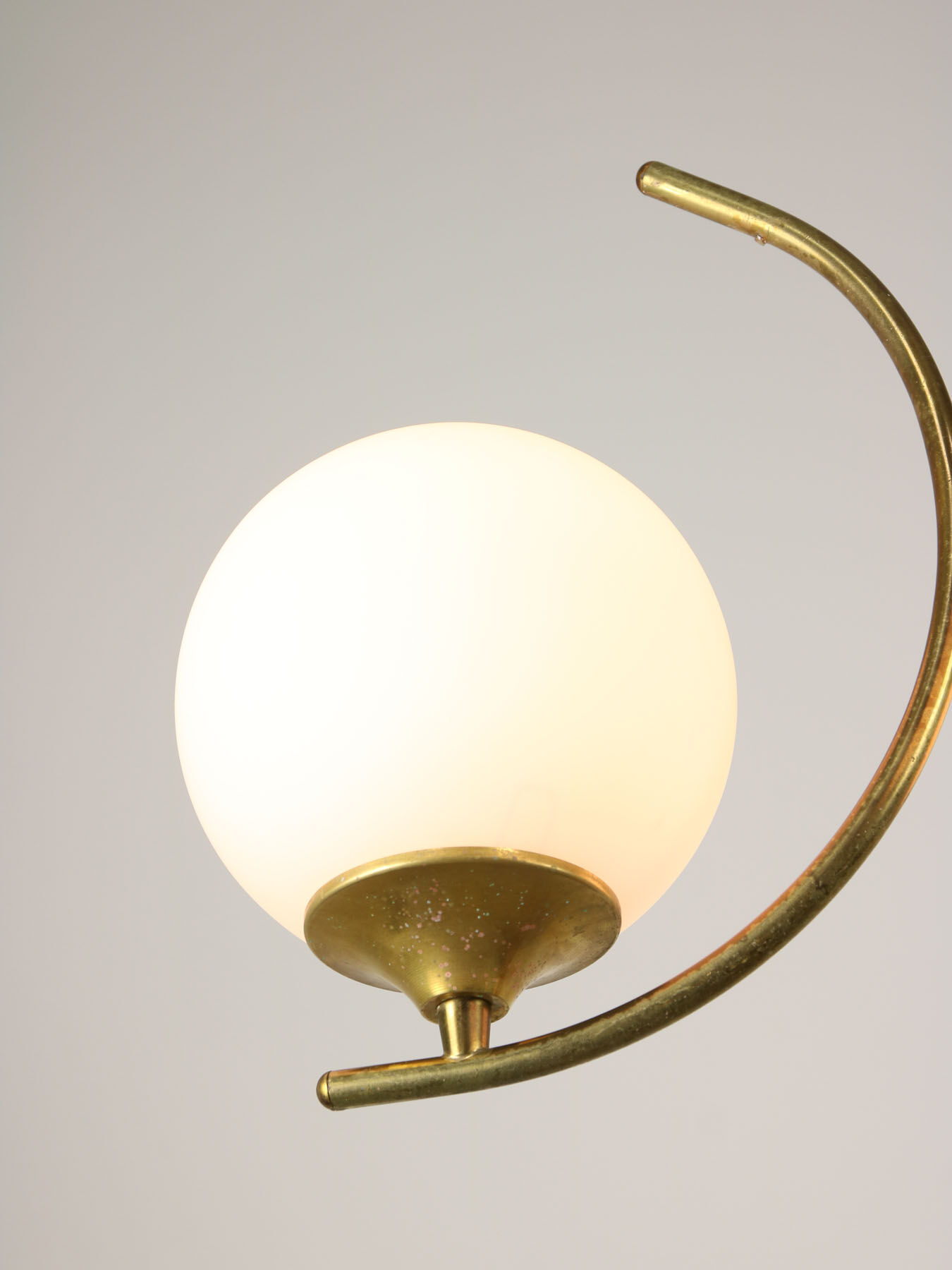 Mid century italian brass and opaline chandelier
