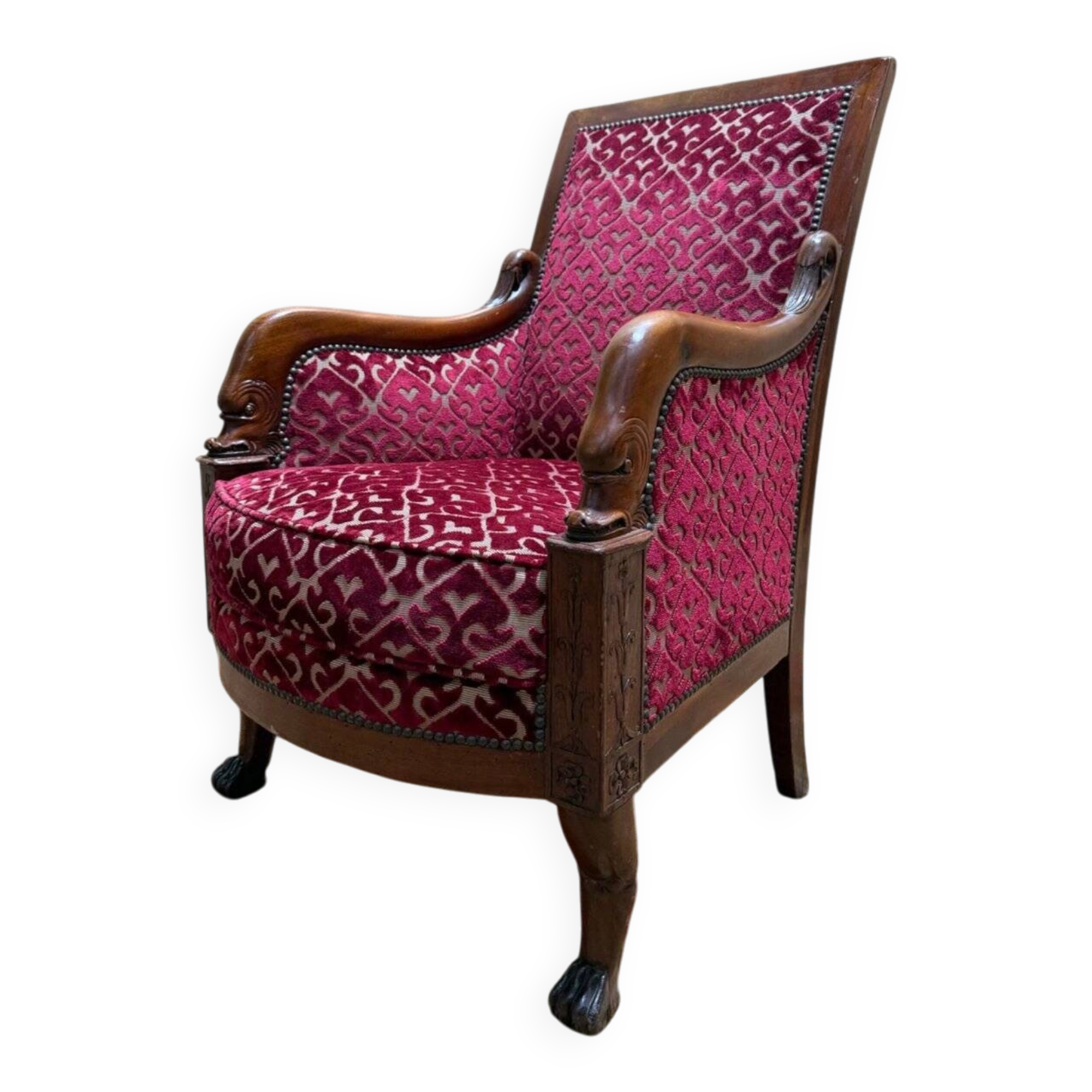 Fauteuil - Bergère époque Empire en acajou