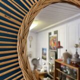 Rattan sun mirror 70s