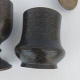 Bronze damasked covered pots Kadjar Afghanistan Persian Islamic art
