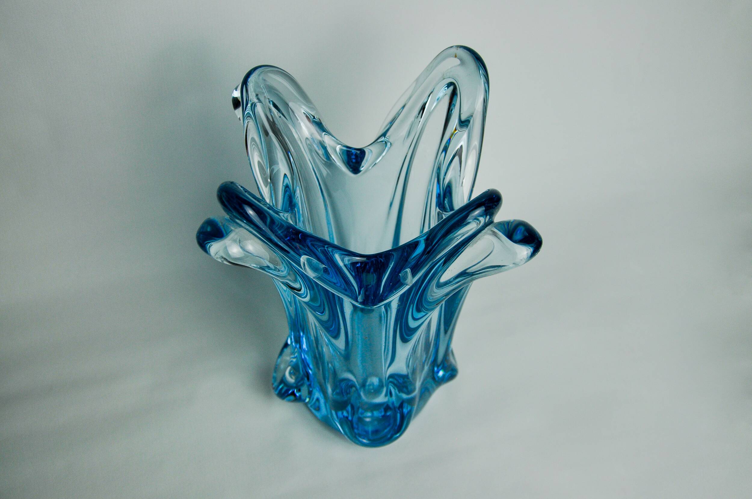 Blue seguso vase in murano glass, italy, 1970