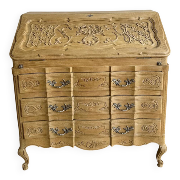 Secrétaire ancien en chêne – bois clair ciré – style Louis XV — Beyit