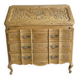 Antique oak secretary – light polished wood – Louis XV style