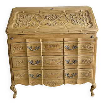 Antique oak secretary – light polished wood – Louis XV style