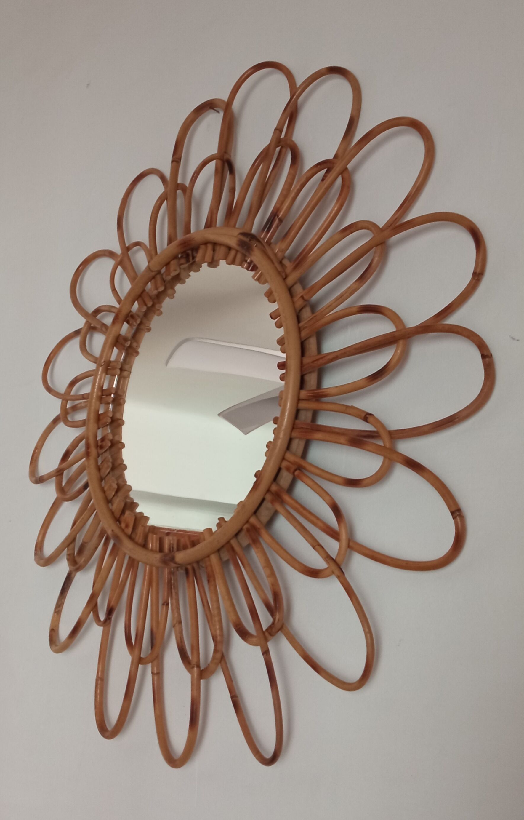 Vintage bamboo mirror 56cm