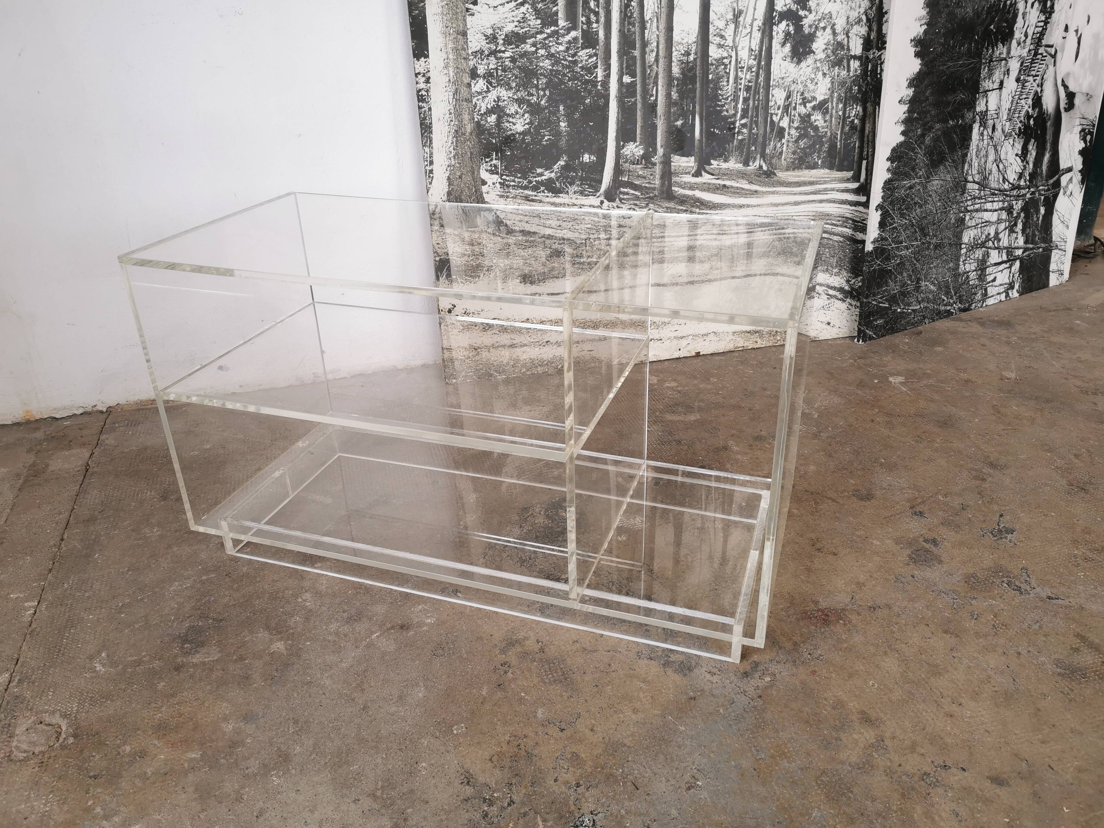 80s plexiglass hi-fi furniture shelf