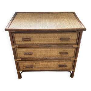 Commode 3 tiroirs en - cannage rotin