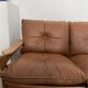 Scandinavian sofa in brown leather and solid wood