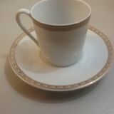 Cups and saucers in fine porcelain with gilded edging