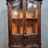 Louis XV style curved bookcase in solid walnut circa 1880-1900
