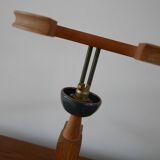 Guillerme et Chambron Oak and Ceramic Mid-Century French Table Lamps (3 Available)