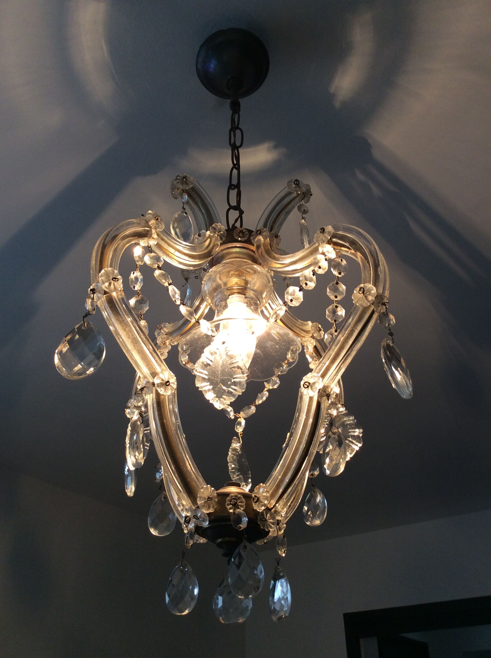 Lustre à cage en cristal